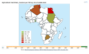 Agricultural machinery in Africa, tractors per 100 sq. km of arable land