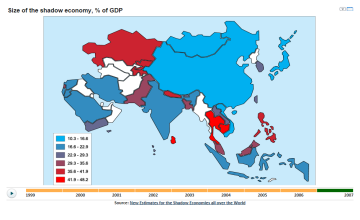 Economic Map Of Asia Asia Shadow Economy Map - Knoema.com