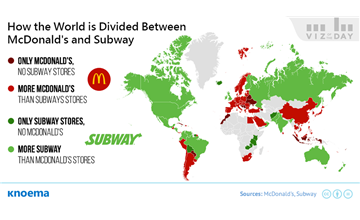 subway mcdonald vs restaurant franchise mcdonalds restaurants food chain divided franchises worldwide locations bigger countries between than country which comments